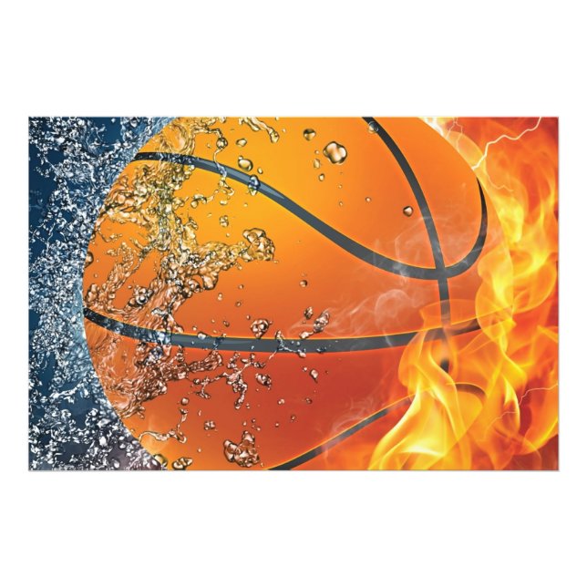 Impression Photo Basket-ball en feu (Devant)