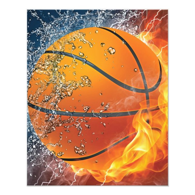 Impression Photo Basket-ball en feu (Devant)