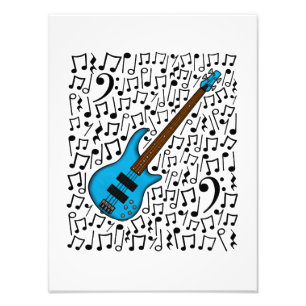 Impression Photo Basse Guitare Notes musicales Baid Musicien