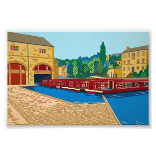 Impression Photo Bassin du canal de Sowerby Bridge, art de style Ma