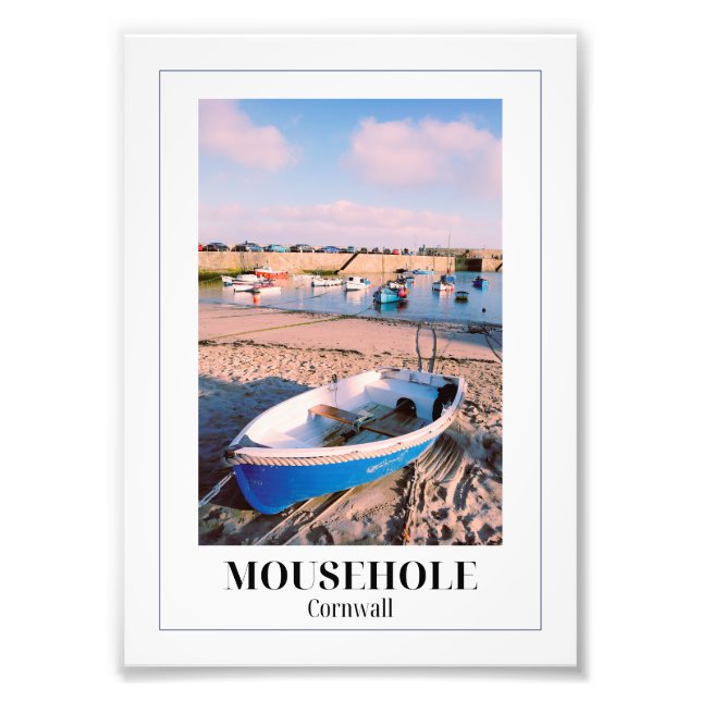 Impression Photo Bateau bleu, port Mousehole, Cornouailles (Devant)