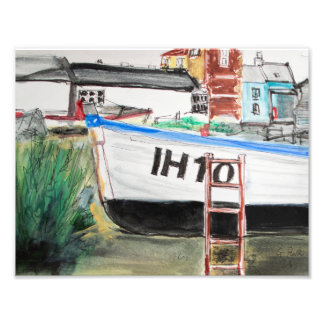 Impression Photo Bateau de pêche historique en ligne et lavis côtie