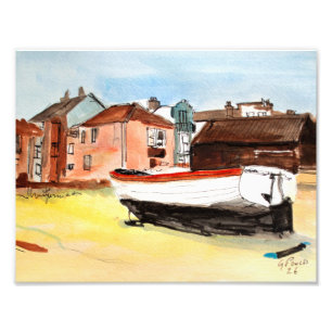 Impression Photo Bateau de pêche sur une plage de sable