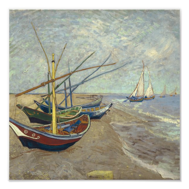 Impression Photo Bateaux de pêche sur la plage (Devant)