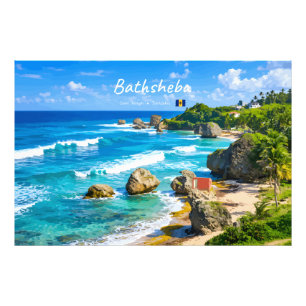 Impression Photo Bathsheba, Barbade - Côte de plage tropicale