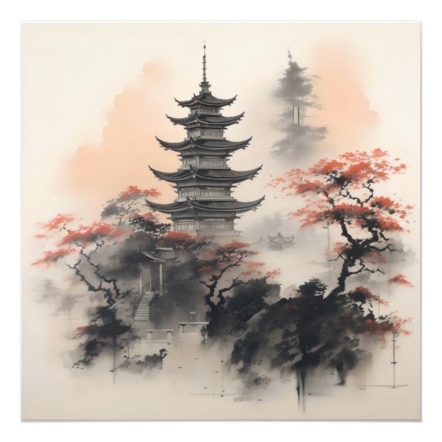 Impression Photo Bâtiment de nature asiatique (Devant)