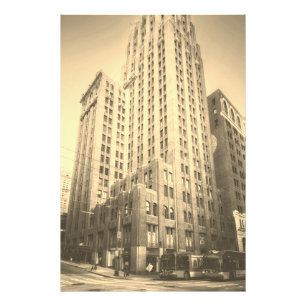 Impression Photo Bâtiment vintage en briques de Sepia Seattle