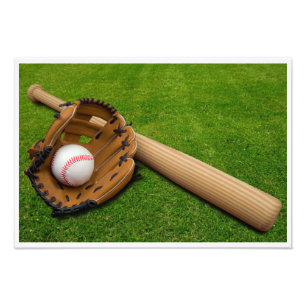 Impression Photo Batte de baseball avec gant et baseball