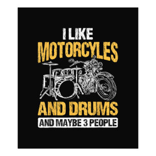 Impression Photo Batteur Batterie J'aime les motos et les tambours