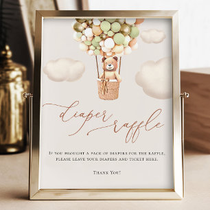 Impression Photo Bear Green Gold Ballons Diaper Raffin Signal