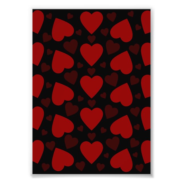 Impression Photo Beau coeur rouge motif sur noir (Devant)