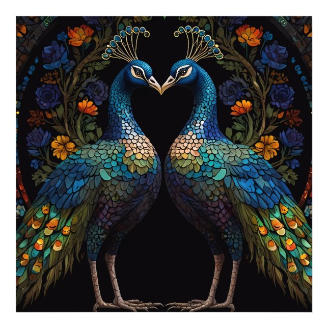 Impression Photo Beau Majestic Peacock Couple Cushion (Devant)
