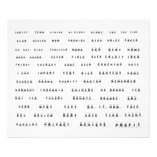 Impression Photo Beaucoup de mots sur les cubes (Devant)