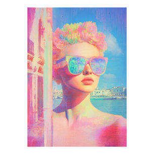 Impression Photo Beauté côtière de Neon avec lunettes de soleil