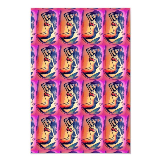 Impression Photo beautés de sirène aux cheveux bruns (Devant)