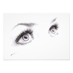 Impression Photo Beaux yeux féminins Dessin Art minimaliste