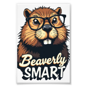 Impression Photo Beaverly Smart - Drôle Castor avec lunettes Graphi