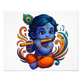 Impression Photo Bébé Krishna avec Flûte - Vibes de paix | 3D dynam
