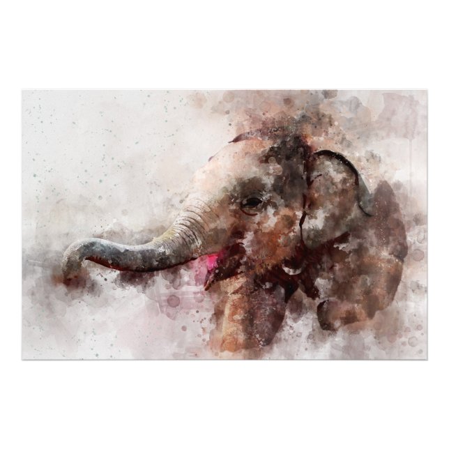 Impression Photo Bébé mignon, heureux et jouant Eléphant asiatique (Devant)