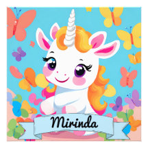 Bébé mignon Unicorn Butterfly Nom personnalisé