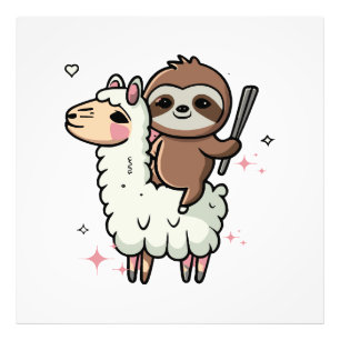 Impression Photo Bébé paresseux et lama mignons