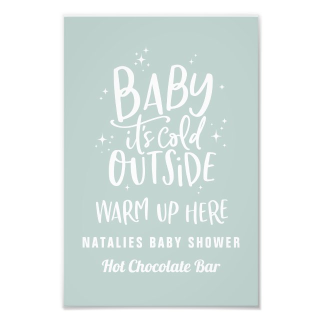 Impression Photo Bébé son froid à l'extérieur de chocolat chaud bar (Devant)