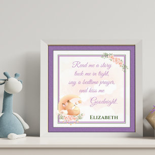 Impression Photo Bedtime Poem for Kids Room texte personnalisable