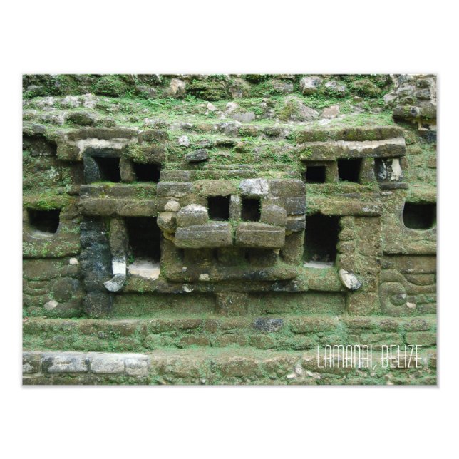 Impression Photo Belize Lamanai Maya Ruines Jaguar Masque Voyage (Devant)