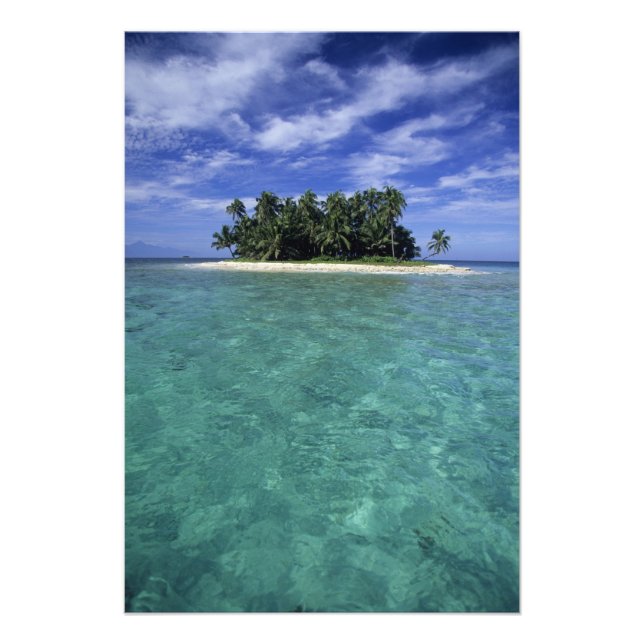 Impression Photo Belize, récif barrière, île ou cay non nommé. (Devant)
