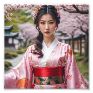Impression Photo Belle fille japonaise en Kimono