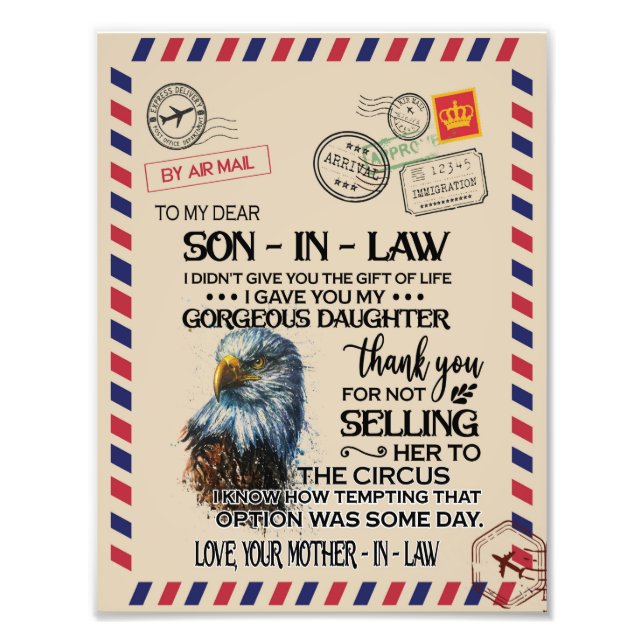 Impression Photo Belle-Fils | À Mon Cher Belle-Fils De Mère (Devant)