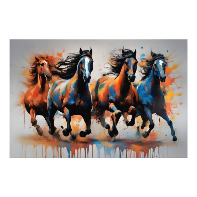 Impression Photo Belle peinture de chevaux (Devant)