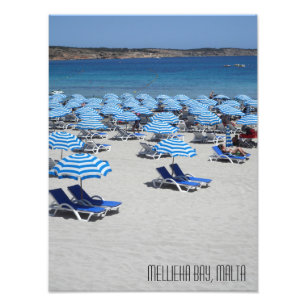 Impression Photo Belle plage de sable blanc Mellieha Bay Malte
