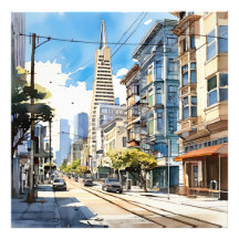 Belle stylo et croquis d'encre de San Francisco