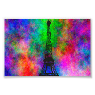 Impression Photo Belle tour Eiffel coloré effets de dos de tissu
