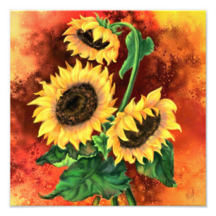 Impression Photo Belle Trois Tournesols - Peinture Art Migné
