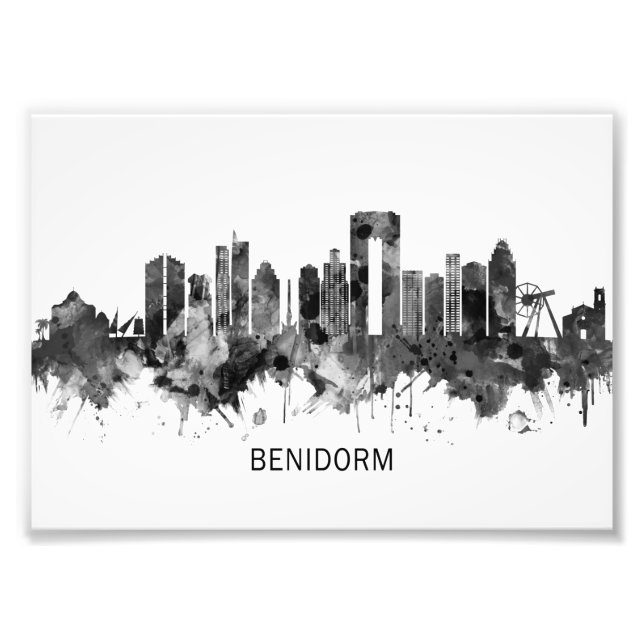 Impression Photo Benidorm Espagne Skyline BW (Devant)