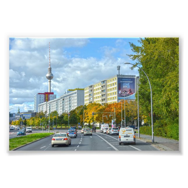 Impression Photo Berlin Television Tower et Busy Street (Devant)