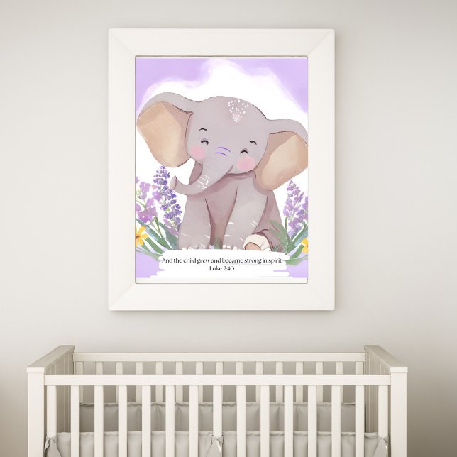 Impression Photo Bible Verse Elephant Baby Nursery Wall Art (Créateur téléchargé)
