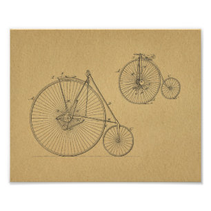 Impression Photo Bicyclettes vintage Haute Roue Brevet Art Imprimer