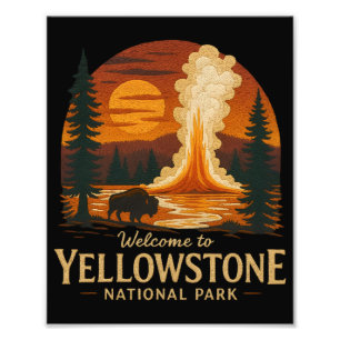 Impression Photo Bienvenue à la Broderie Yellowstone National USA