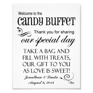 Impression Photo Bienvenue au Mariage de buffet Candy Black