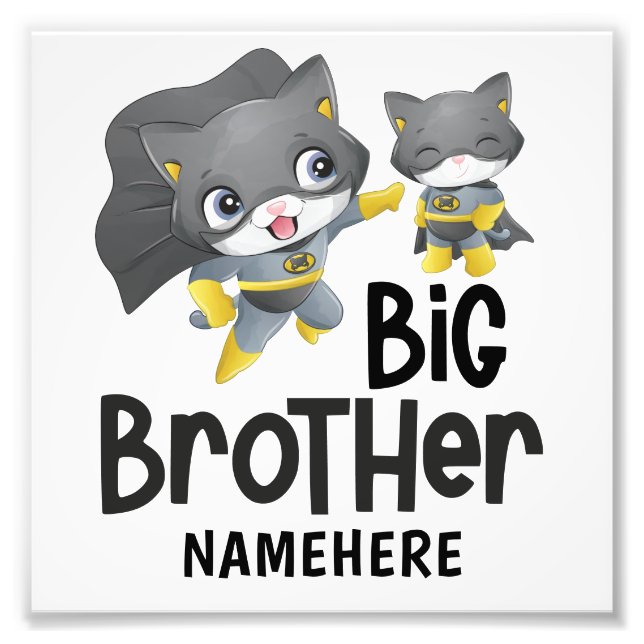 Impression Photo Big Brother Superhero Chat Nom personnalisé (Devant)