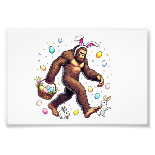 Impression Photo Bigfoot Pâques Jour Drôle Sasquatch Mignon Lapin E