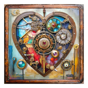 Impression Photo Bijoux et cœur de verre teinté Série Steampunk