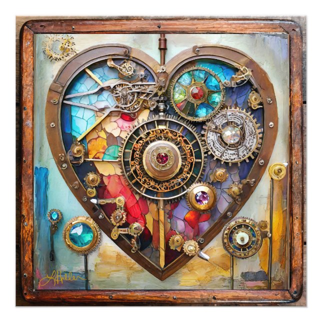 Impression Photo Bijoux et cœur de verre teinté Série Steampunk (Devant)