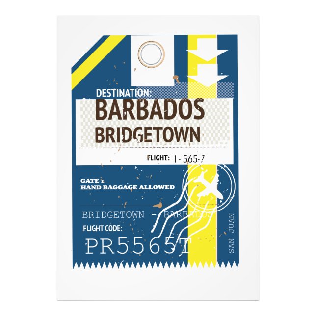 Impression Photo Billet voyage de Bridgetown Barbade (Devant)