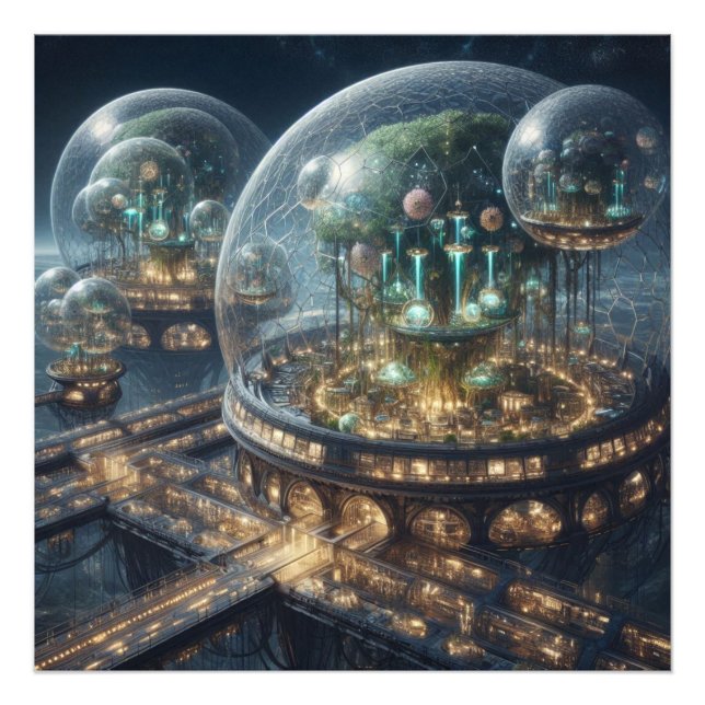 Impression Photo Bio Domes, Plante futuriste de l'Imaginaire (Devant)