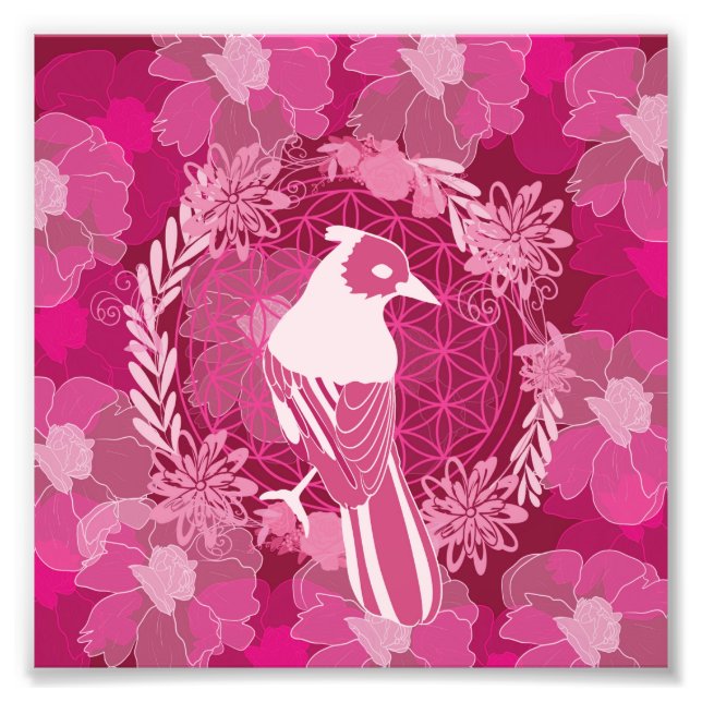 Impression Photo Bird flower of life (Devant)