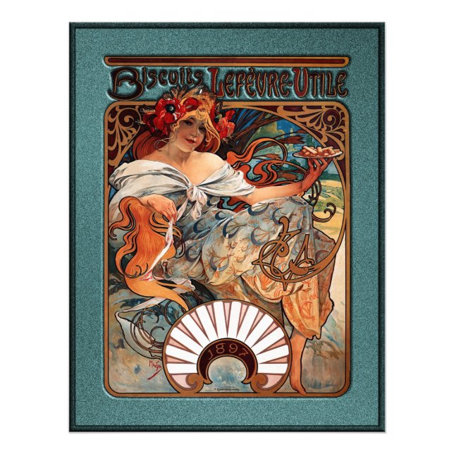 Impression Photo Biscuits Lefevre-Utile Alphonse Mucha tachetés Frm (Devant)